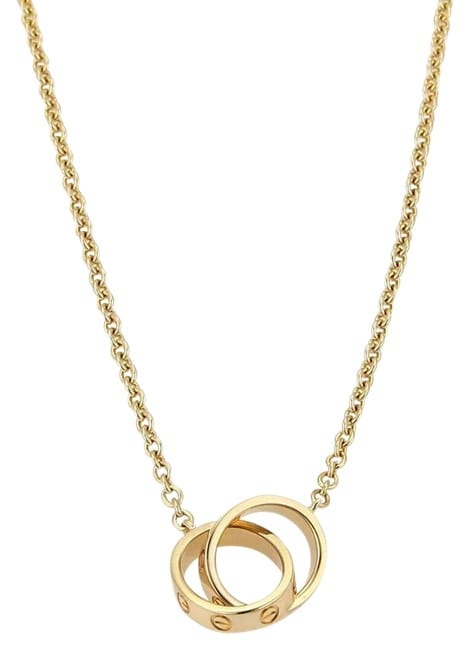 Double circle pendant gold necklace